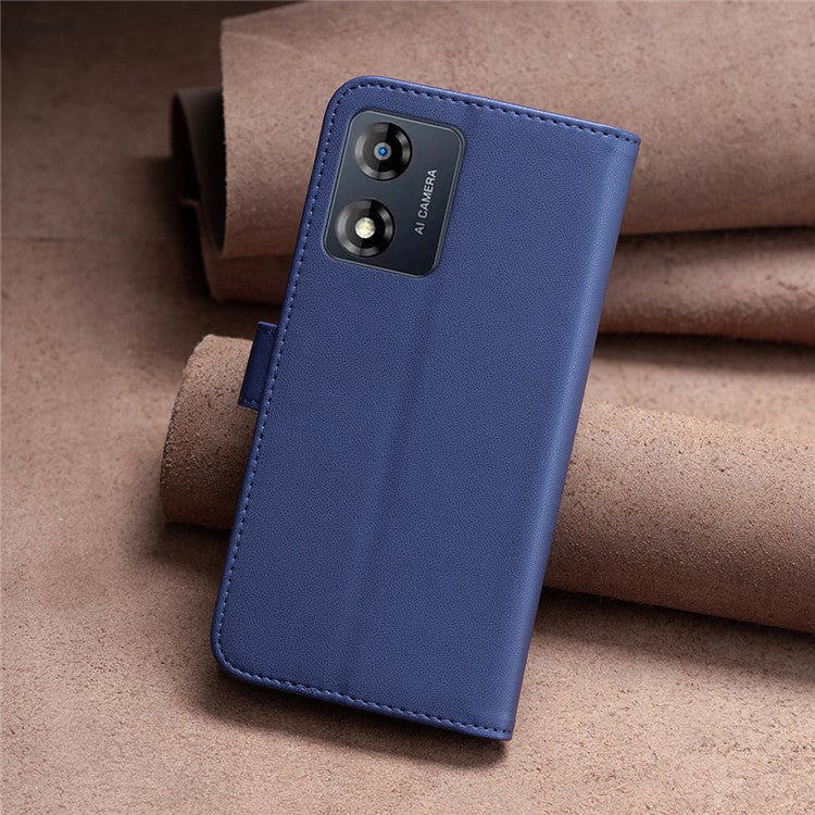 BINFEN COLOR BF17 For Motorola Moto E13 4G Flip Wallet Phone Case PU Leather Stand Magnetic Cover - Blue