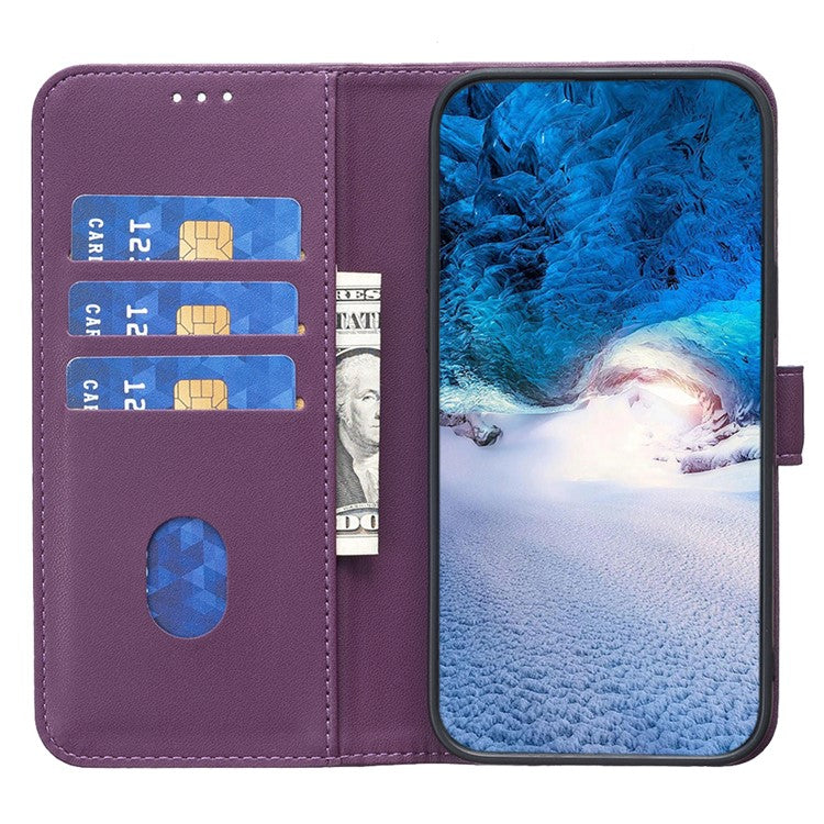 BINFEN COLOR BF17 For Motorola Moto G13 4G / G23 4G / G53 5G Magnetic Phone Case Wallet Leather Phone Stand Cover - Dark Purple
