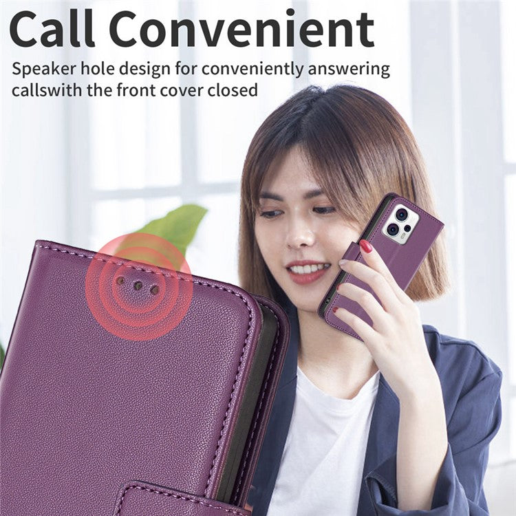 BINFEN COLOR BF17 For Motorola Moto G13 4G / G23 4G / G53 5G Magnetic Phone Case Wallet Leather Phone Stand Cover - Dark Purple