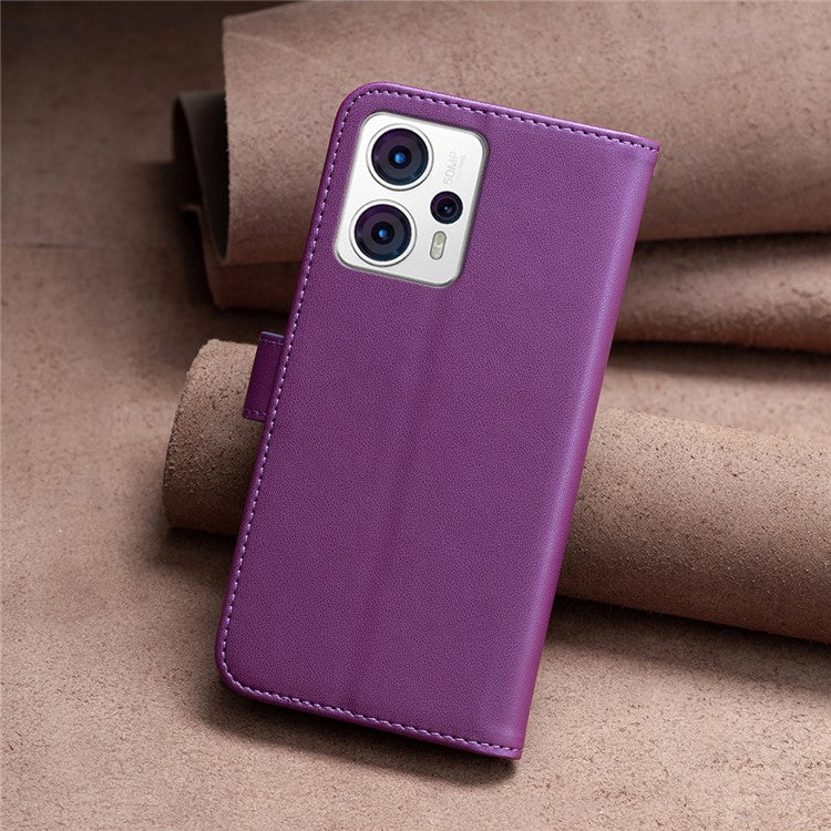 BINFEN COLOR BF17 For Motorola Moto G13 4G / G23 4G / G53 5G Magnetic Phone Case Wallet Leather Phone Stand Cover - Dark Purple