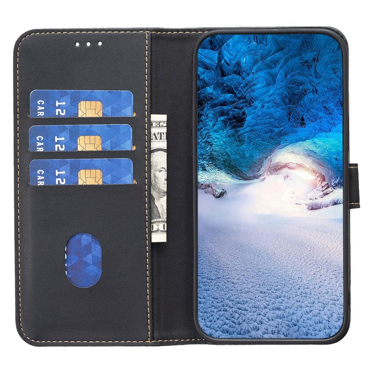 BINFEN COLOR BF17 For Motorola Moto G13 4G / G23 4G / G53 5G Magnetic Phone Case Wallet Leather Phone Stand Cover - Black