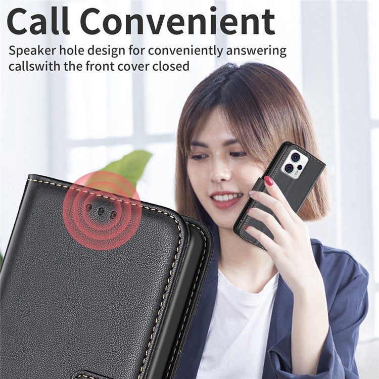 BINFEN COLOR BF17 For Motorola Moto G13 4G / G23 4G / G53 5G Magnetic Phone Case Wallet Leather Phone Stand Cover - Black