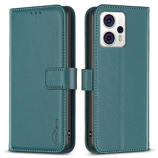 BINFEN COLOR BF17 For Motorola Moto G13 4G / G23 4G / G53 5G Magnetic Phone Case Wallet Leather Phone Stand Cover - Green