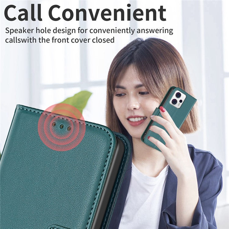 BINFEN COLOR BF17 For Motorola Moto G13 4G / G23 4G / G53 5G Magnetic Phone Case Wallet Leather Phone Stand Cover - Green