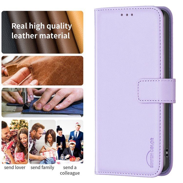 BINFEN COLOR BF17 For Motorola Moto G13 4G / G23 4G / G53 5G Magnetic Phone Case Wallet Leather Phone Stand Cover - Purple