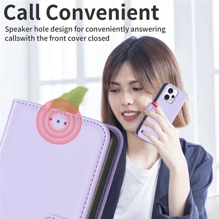 BINFEN COLOR BF17 For Motorola Moto G13 4G / G23 4G / G53 5G Magnetic Phone Case Wallet Leather Phone Stand Cover - Purple
