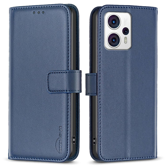 BINFEN COLOR BF17 For Motorola Moto G13 4G / G23 4G / G53 5G Magnetic Phone Case Wallet Leather Phone Stand Cover - Blue