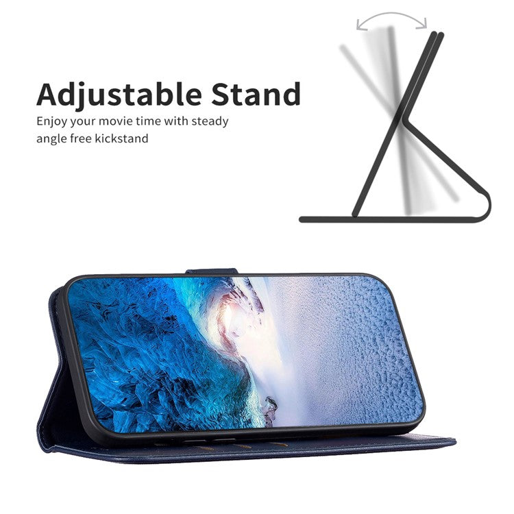 BINFEN COLOR BF17 For Motorola Moto G13 4G / G23 4G / G53 5G Magnetic Phone Case Wallet Leather Phone Stand Cover - Blue