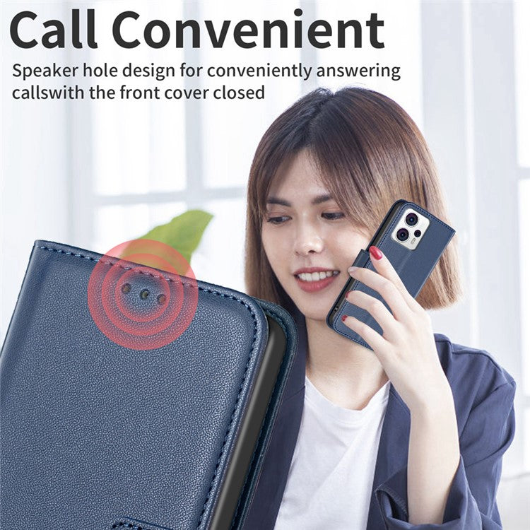 BINFEN COLOR BF17 For Motorola Moto G13 4G / G23 4G / G53 5G Magnetic Phone Case Wallet Leather Phone Stand Cover - Blue