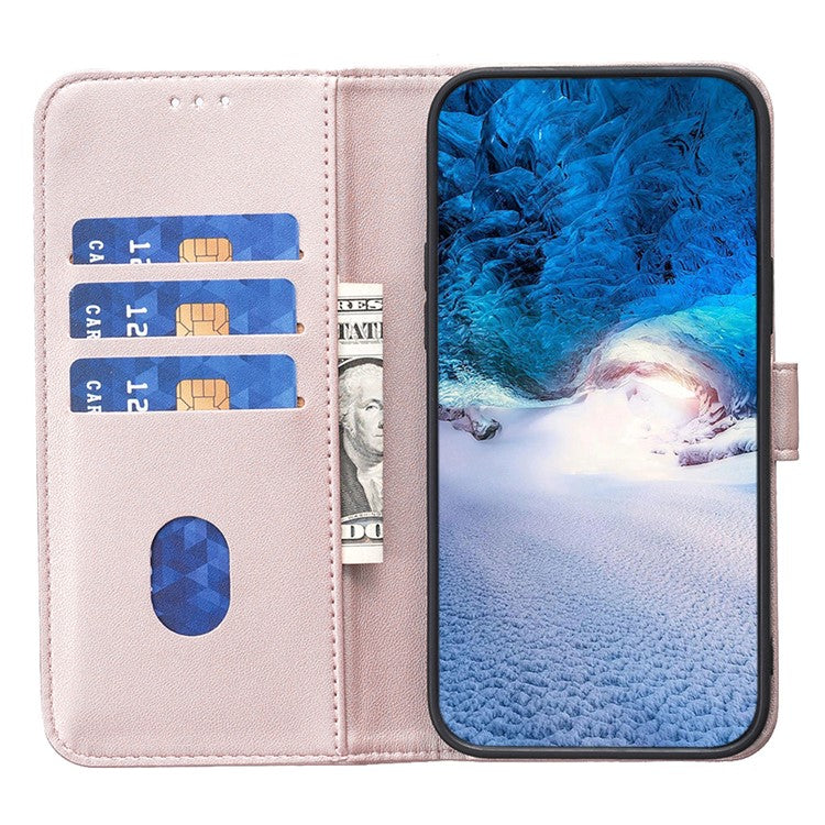 BINFEN COLOR BF17 For Motorola Moto G13 4G / G23 4G / G53 5G Magnetic Phone Case Wallet Leather Phone Stand Cover - Rose Gold