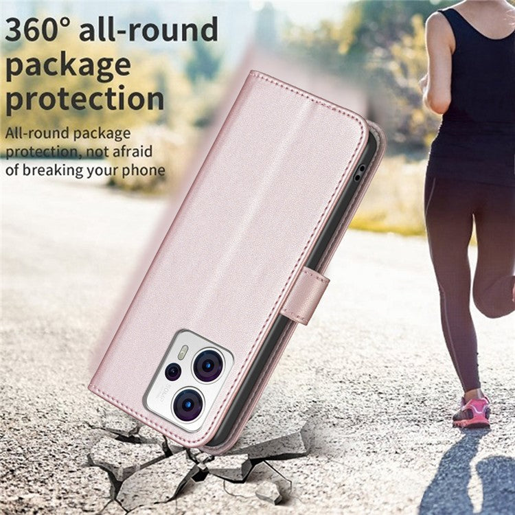 BINFEN COLOR BF17 For Motorola Moto G13 4G / G23 4G / G53 5G Magnetic Phone Case Wallet Leather Phone Stand Cover - Rose Gold