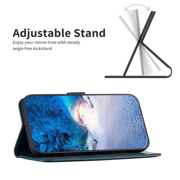 BINFEN COLOR BF17 Wallet Leather Phone Cover For Motorola Moto G73 5G Magnetic Closure Phone Stand Case - Green