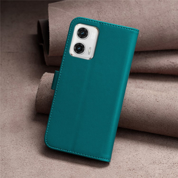 BINFEN COLOR BF17 Wallet Leather Phone Cover For Motorola Moto G73 5G Magnetic Closure Phone Stand Case - Green