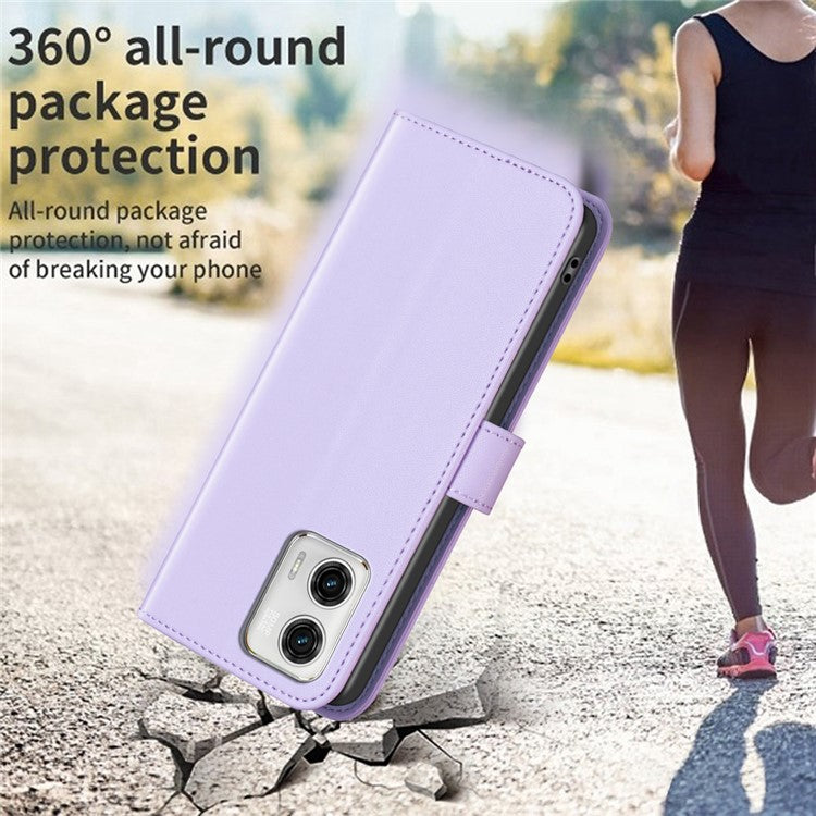 BINFEN COLOR BF17 Wallet Leather Phone Cover For Motorola Moto G73 5G Magnetic Closure Phone Stand Case - Purple