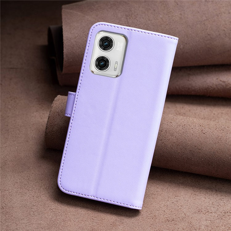 BINFEN COLOR BF17 Wallet Leather Phone Cover For Motorola Moto G73 5G Magnetic Closure Phone Stand Case - Purple