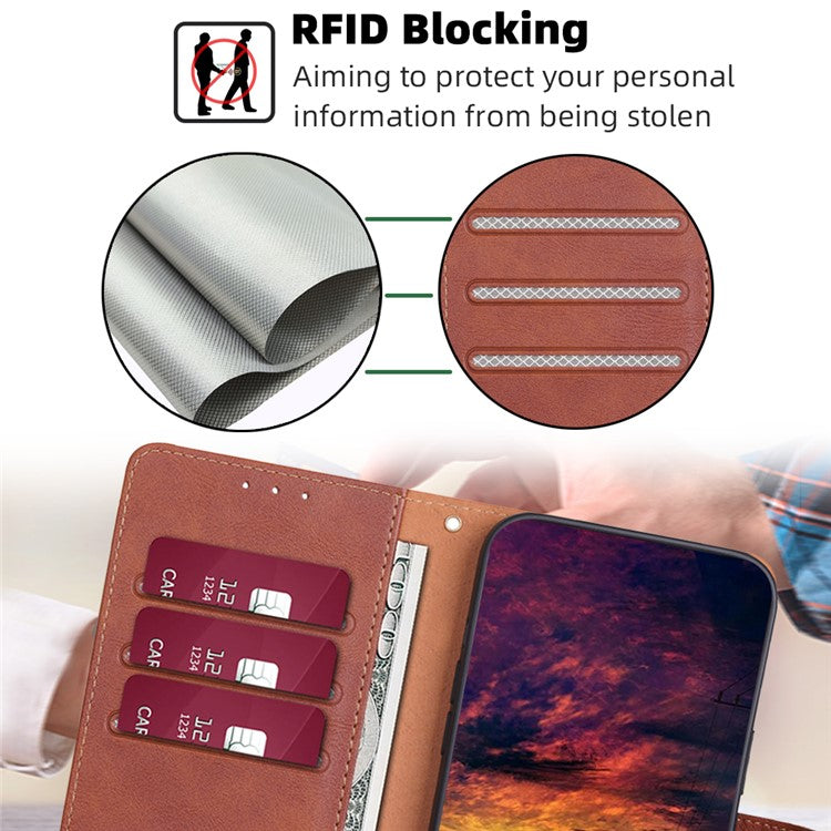 For Huawei nova 11 / nova 12s 4G / nova 12 Lite 4G PU Leather Flip Phone Case RFID Blocking Stand Wallet Folio Cover - Brown