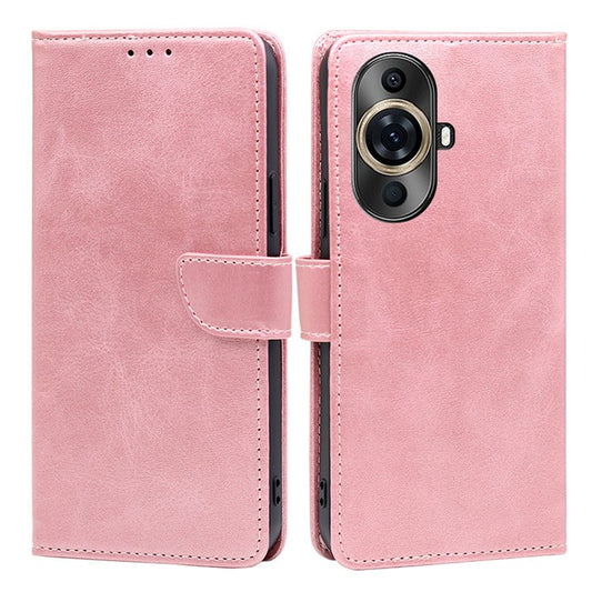Wallet Phone Case for Huawei nova 11 Pro / nova 11 Ultra , PU Leather Calf Texture Stand Flip Cover - Rose Gold