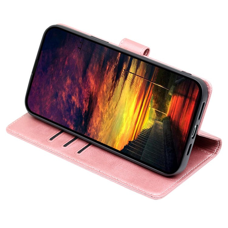 Wallet Phone Case for Huawei nova 11 Pro / nova 11 Ultra , PU Leather Calf Texture Stand Flip Cover - Rose Gold