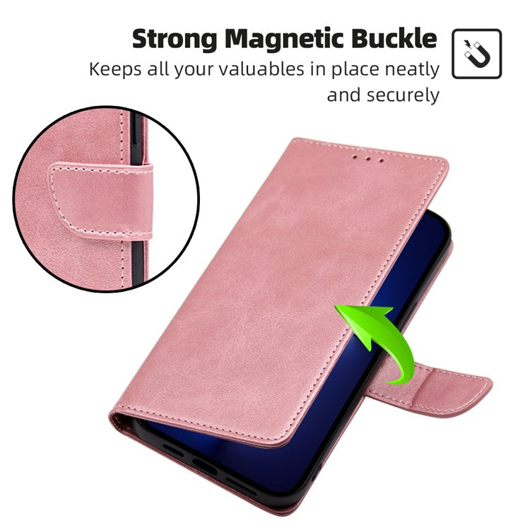 Wallet Phone Case for Huawei nova 11 Pro / nova 11 Ultra , PU Leather Calf Texture Stand Flip Cover - Rose Gold