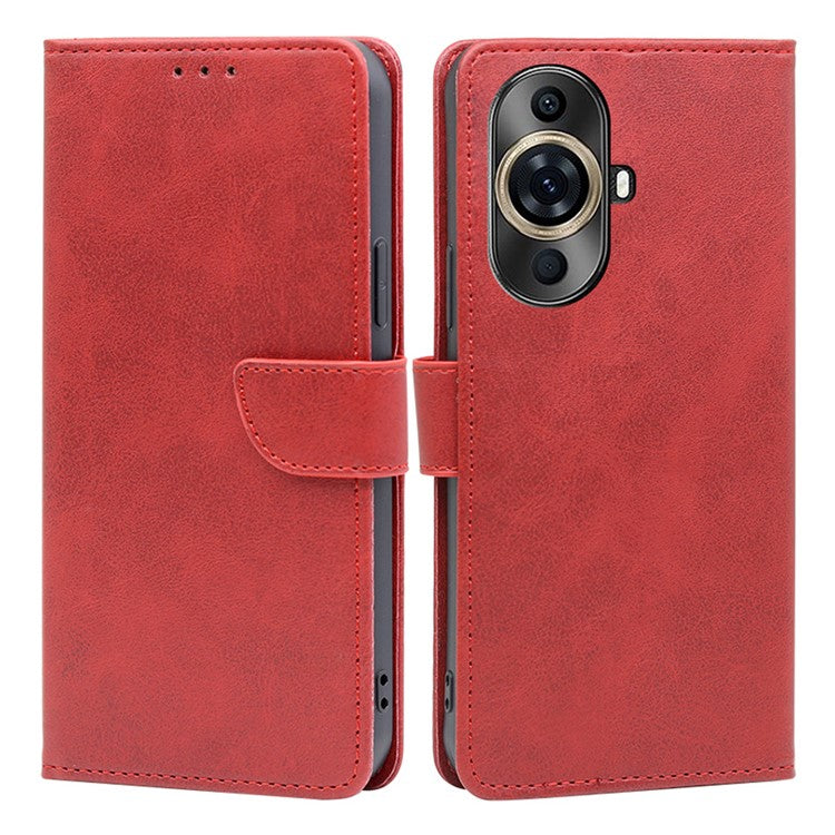 Wallet Phone Case for Huawei nova 11 Pro / nova 11 Ultra , PU Leather Calf Texture Stand Flip Cover - Red