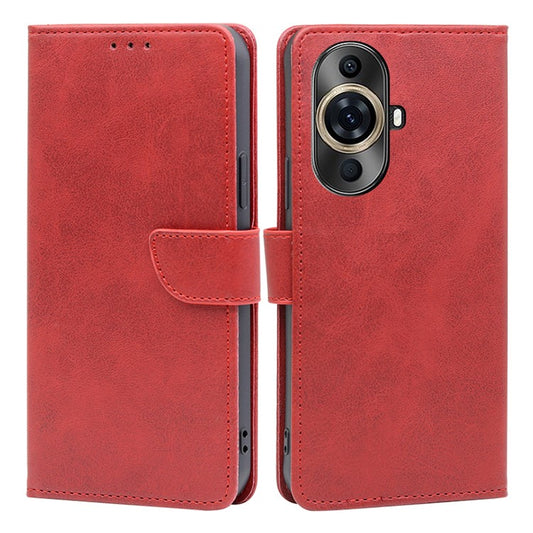 Wallet Phone Case for Huawei nova 11 Pro / nova 11 Ultra , PU Leather Calf Texture Stand Flip Cover - Red