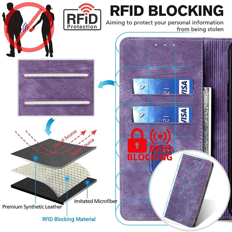 For Huawei nova 11 / nova 12s 4G / nova 12 Lite 4G RFID Blocking Case Stand Wallet PU Leather Bump Proof Cellphone Cover - Purple