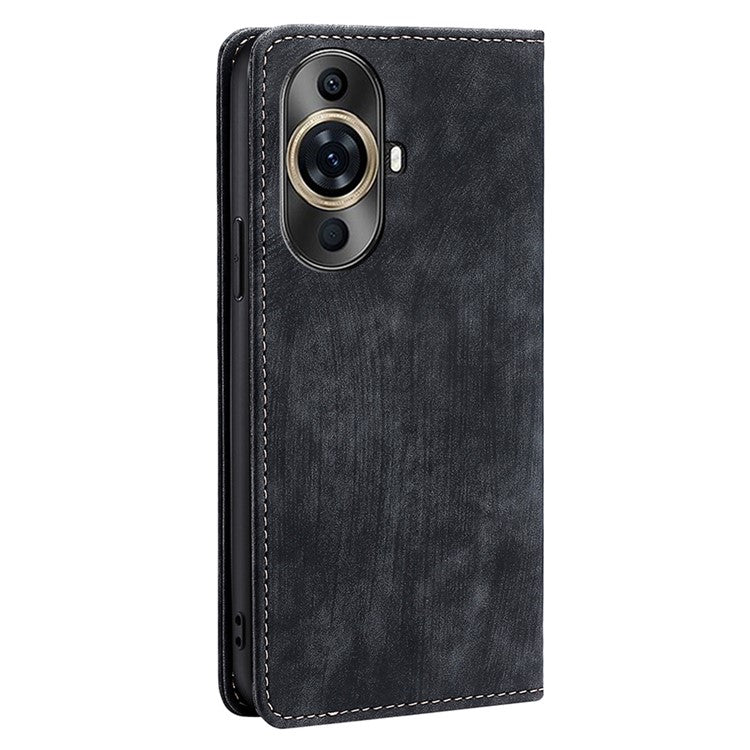 RFID Blocking Wallet Case for Huawei nova 11 Pro / nova 11 Ultra PU Leather Stand Mobile Phone Cover - Black