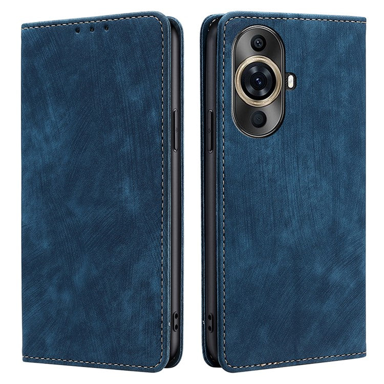 RFID Blocking Wallet Case for Huawei nova 11 Pro / nova 11 Ultra PU Leather Stand Mobile Phone Cover - Blue