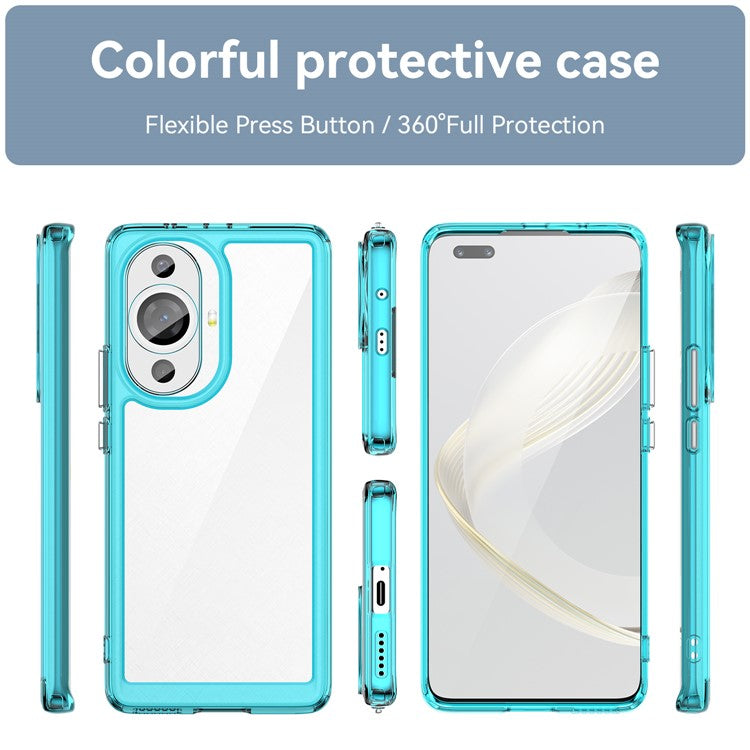 For Huawei nova 11 Pro / nova 11 Ultra Transparent Phone Case TPU+Acrylic Smartphone Cover - Transparent Blue