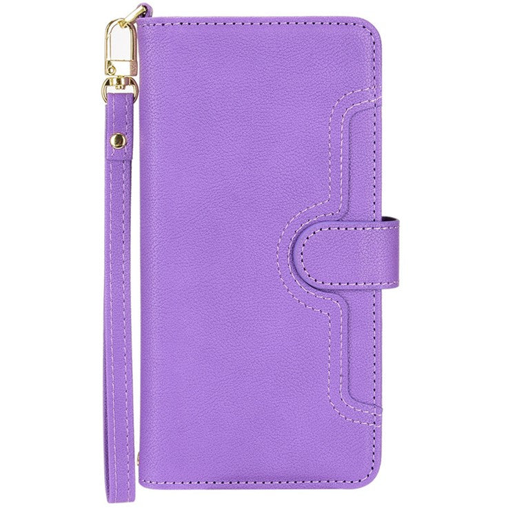 For Samsung Galaxy A23 4G / A23 5G (Global Version) Zipper Pocket Leather Wallet Phone Case Cellphone Stand Cover - Purple