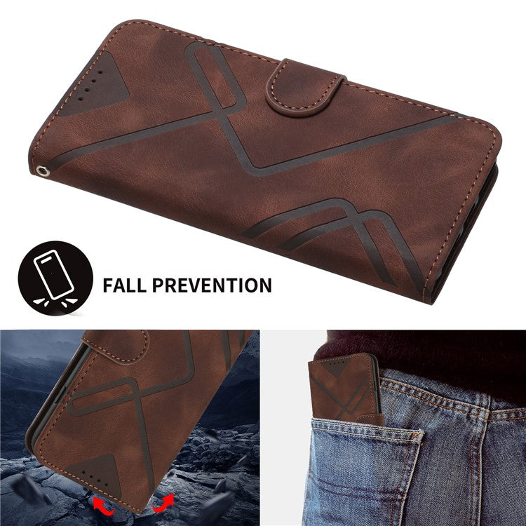 YX0040 For Xiaomi Redmi Note 12 4G Imprinted Pattern Leather Case Cell Phone Stand Wallet Cover - Coffee