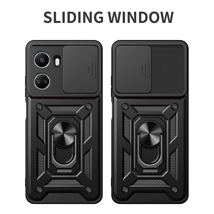 For Huawei nova 10 SE 4G Camera Lens Slide Design Phone Case PC+TPU Kickstand Cover - Silver