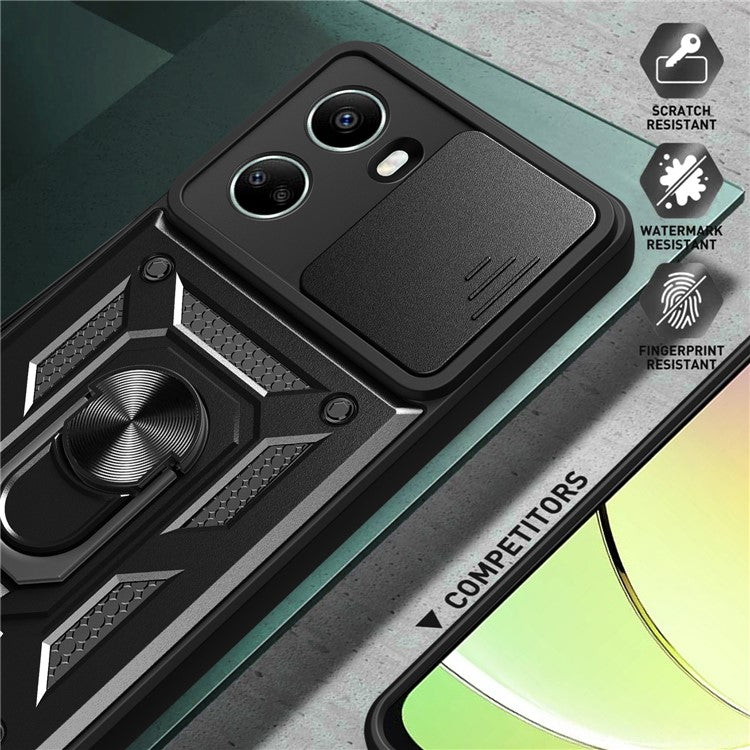 For Huawei nova 10 SE 4G Camera Lens Slide Design Phone Case PC+TPU Kickstand Cover - Silver