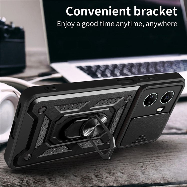 For Huawei nova 10 SE 4G Camera Lens Slide Design Phone Case PC+TPU Kickstand Cover - Silver