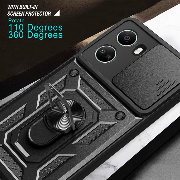 For Huawei nova 10 SE 4G Camera Lens Slide Design Phone Case PC+TPU Kickstand Cover - Silver