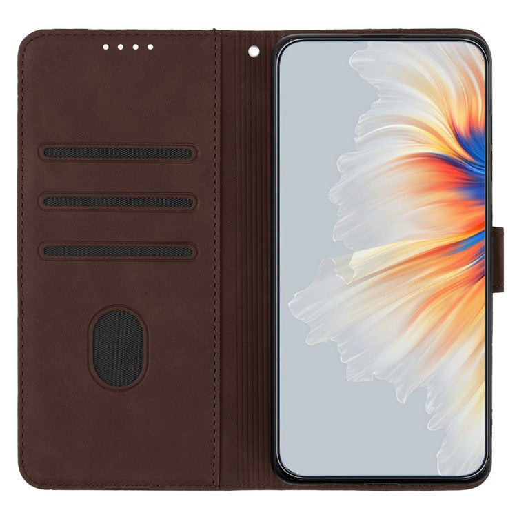 YX003 For iPhone 14 Pro Imprinted Leather Phone Cover Anti-drop Wallet Stand Case - Coffee