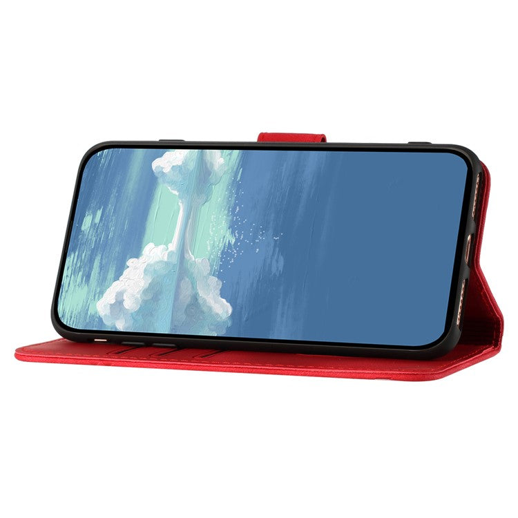YX0040 For Xiaomi 13 Imprinted Wallet Phone Case PU Leather Anti-drop Stand Cover - Red