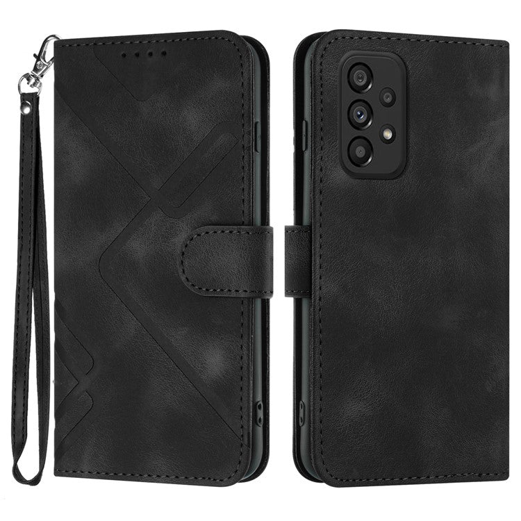 YX0040 For Samsung Galaxy A53 5G Phone Stand Case Imprinted Pattern PU Leather Cover Wallet - Black