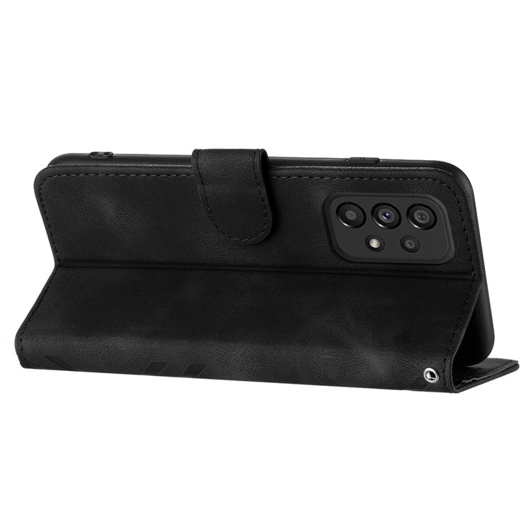 YX0040 For Samsung Galaxy A53 5G Phone Stand Case Imprinted Pattern PU Leather Cover Wallet - Black