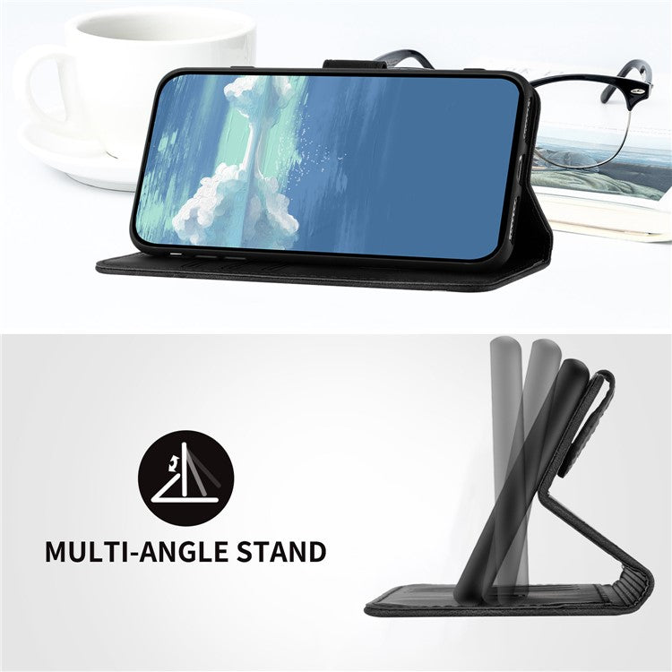 YX0040 For Samsung Galaxy A53 5G Phone Stand Case Imprinted Pattern PU Leather Cover Wallet - Black