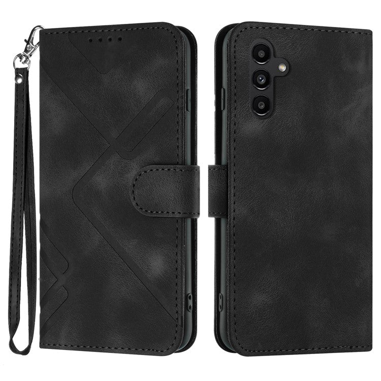 YX0040 For Samsung Galaxy A34 5G Skin-friendly Leather Phone Stand Case Wallet Imprinted Pattern Cover - Black
