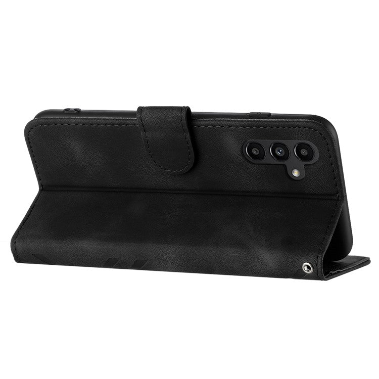 YX0040 For Samsung Galaxy A34 5G Skin-friendly Leather Phone Stand Case Wallet Imprinted Pattern Cover - Black