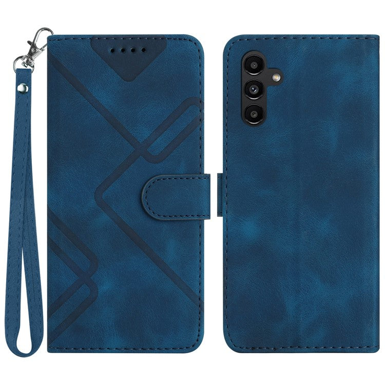 YX0040 For Samsung Galaxy A24 4G (162.1 x 77.6 x 8.3mm) Shockproof Wallet Phone Case Imprinted Pattern PU Leather Stand Cover - Sapphire