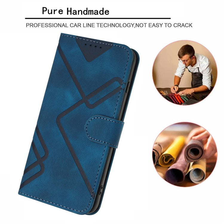 YX0040 For Samsung Galaxy A24 4G (162.1 x 77.6 x 8.3mm) Shockproof Wallet Phone Case Imprinted Pattern PU Leather Stand Cover - Sapphire
