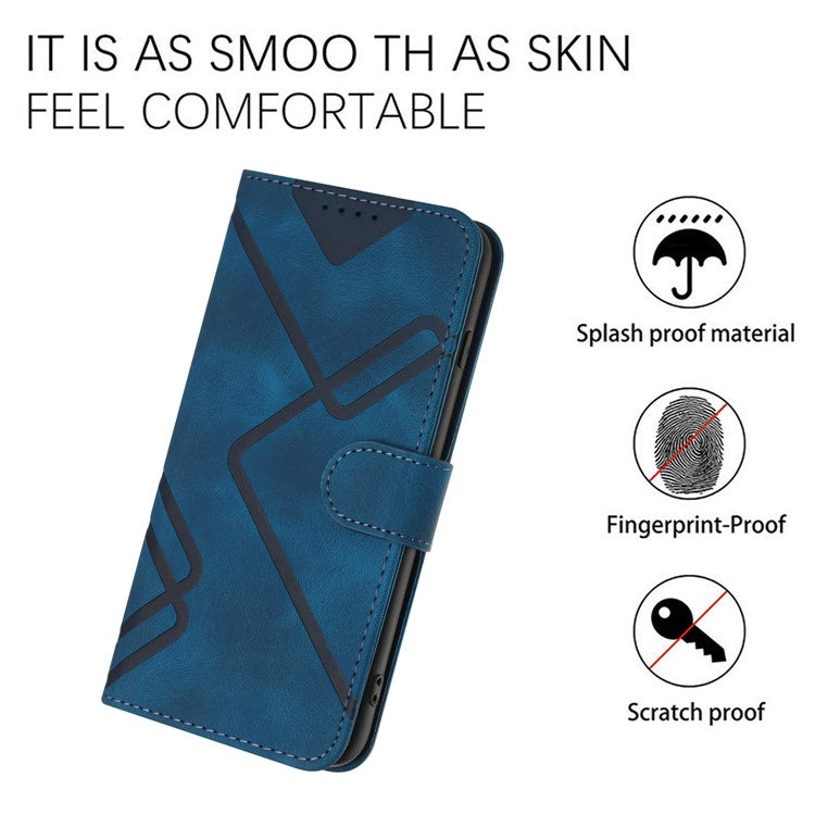 YX0040 For Samsung Galaxy A24 4G (162.1 x 77.6 x 8.3mm) Shockproof Wallet Phone Case Imprinted Pattern PU Leather Stand Cover - Sapphire