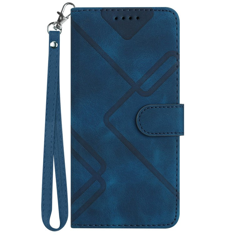YX0040 For Samsung Galaxy A24 4G (162.1 x 77.6 x 8.3mm) Shockproof Wallet Phone Case Imprinted Pattern PU Leather Stand Cover - Sapphire