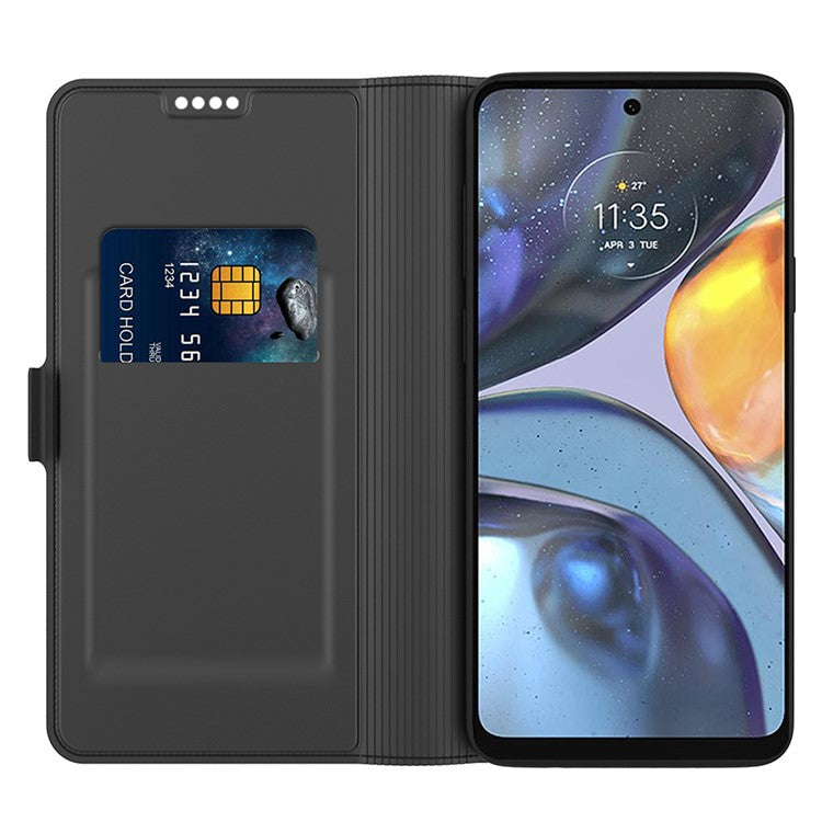 PU Leather Stand Case for Motorola Edge 40 5G , Card Holder Anti-drop Phone Cover - Black