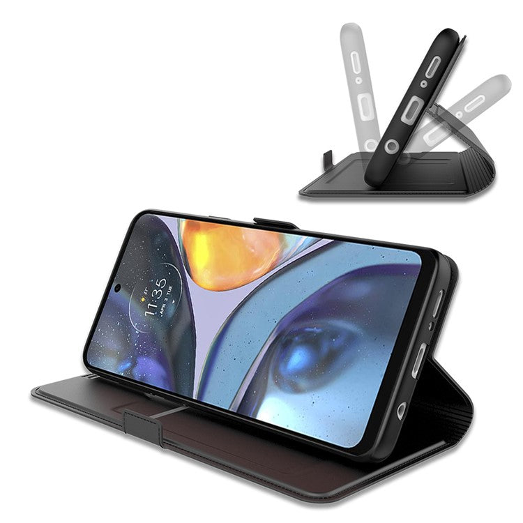 PU Leather Stand Case for Motorola Edge 40 5G , Card Holder Anti-drop Phone Cover - Black