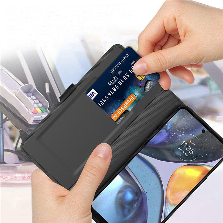 PU Leather Stand Case for Motorola Edge 40 5G , Card Holder Anti-drop Phone Cover - Black