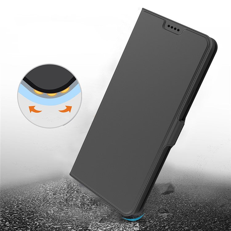 PU Leather Stand Case for Motorola Edge 40 5G , Card Holder Anti-drop Phone Cover - Black